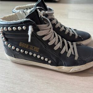 Golden Goose Black and Gray High-Top Sneakers